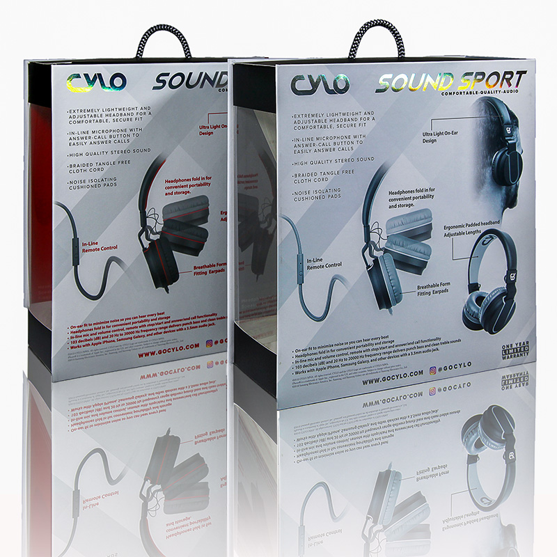 Gift Cardboard Headphone Earphone Packaging Box CYLO Folding