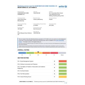 Gaomi Monyuan Home Fashions Ltd. Certifications