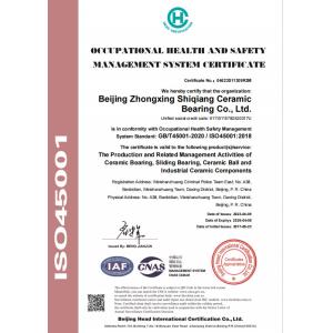 Beijing Zhongxing Shiqiang CERAMIC BEARING Co., Ltd. Certifications