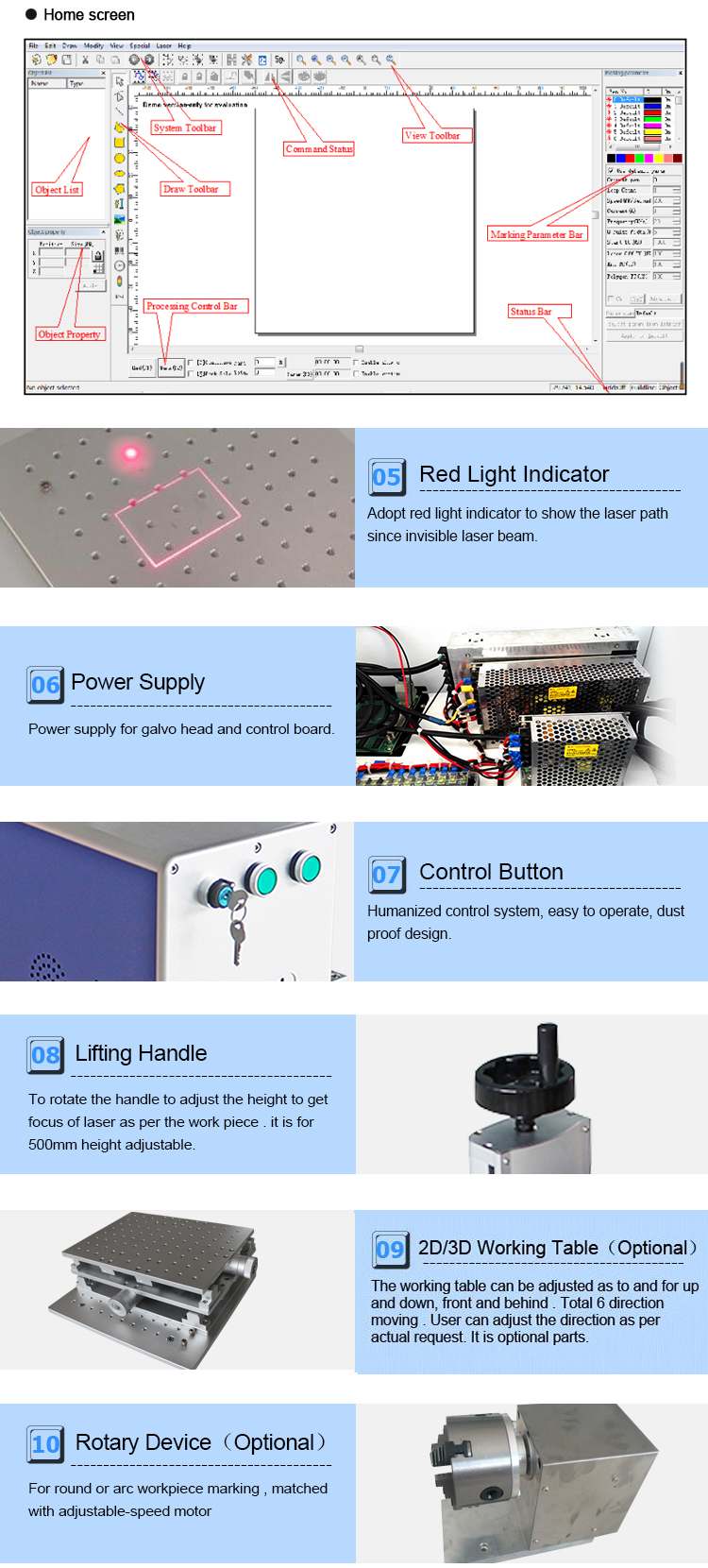 50w Split Portable 1064nm Fiber Laser Marking Machine Fast Speed