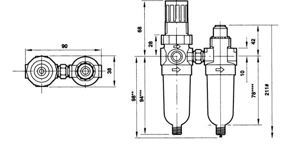 G3/8" Air Filter Regulator And Lubricator With Brass Filter Element