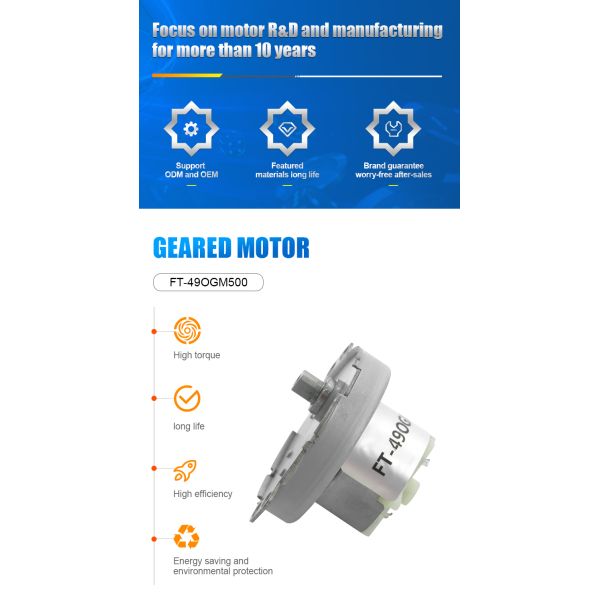 FT-49OGM500 DC3-24V 2-20rpm Smart Pet Feeder Motor in Korean