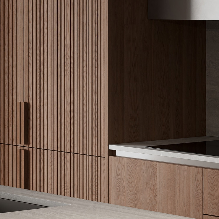 Factory Directly Custom Villa Home Smart Melamine Cabinet Kitchen With Island