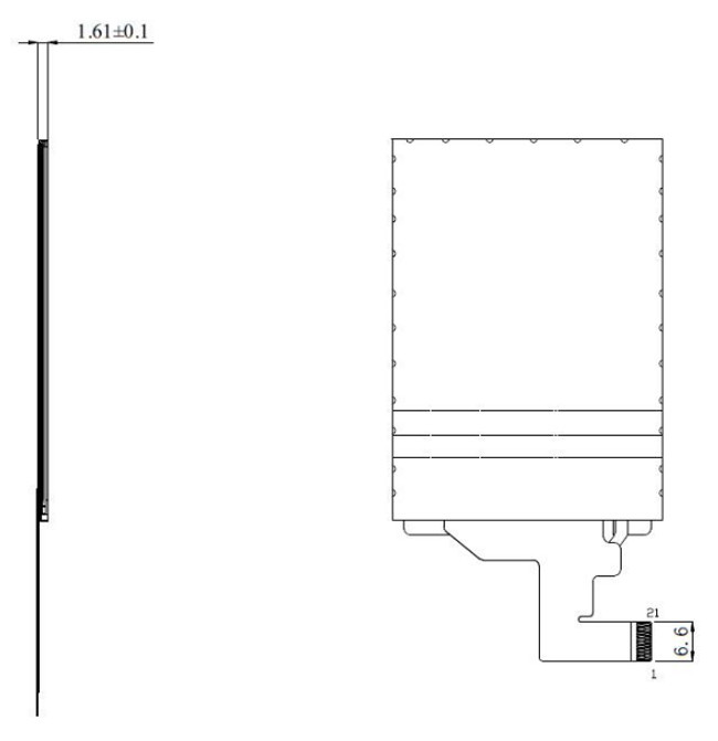 480x640 VGA TFT LCD Touch Screen Display 2.88 Inch With 2 Lane MIPI Interface 21 Pins