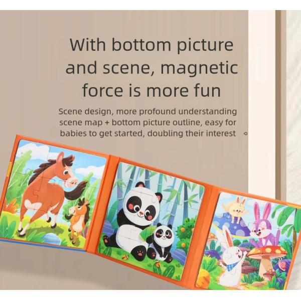 Customized Wood Carton 3 in 1 3d Puzzles Board Games Paper Montessori Educational Learning Jigsaw Book Toys for Kids Boys Girls