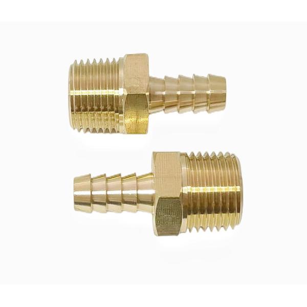 Solid Brass Pipe Air Hose End Fittings 1/4" Barb X 1/2" NPT Male Thread