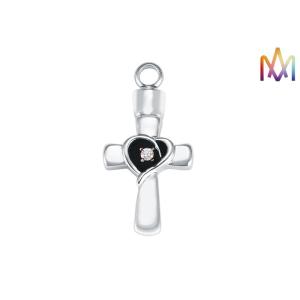 Quality 19.5x38.5MM Rustproof Cross Urn Engraved Necklace Charms wholesale