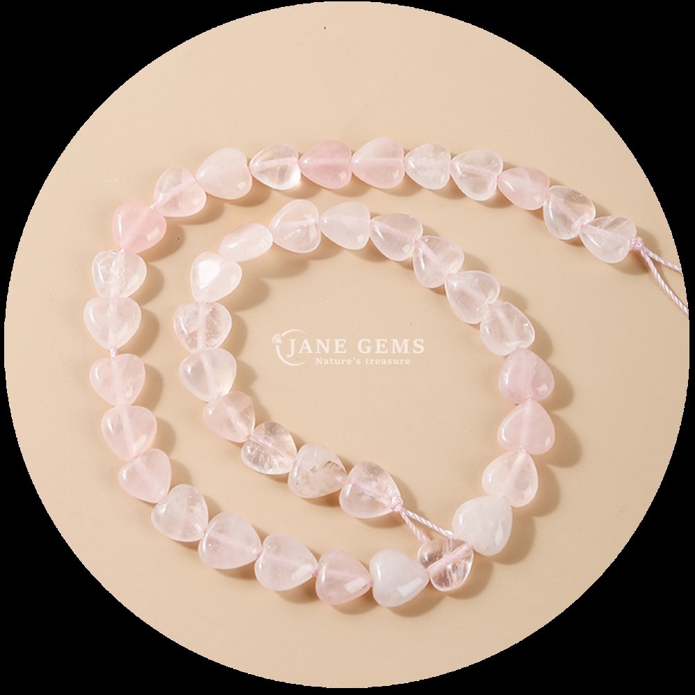 Rose Quartz Carnelian Gem Bead Natural Crystal Heart Shape Stone Loose Bead Strands For Bracelets