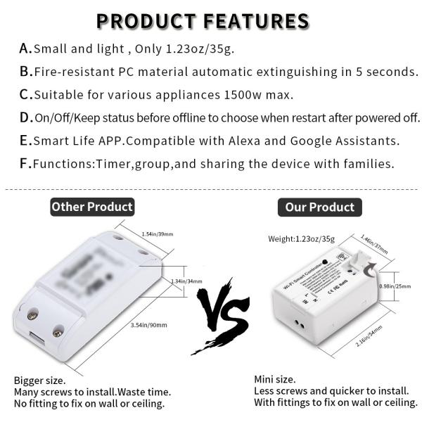 Bingoelec Wi-Fi Switch Module Wi-Fi Mini Controller Smart Switch DIY Module