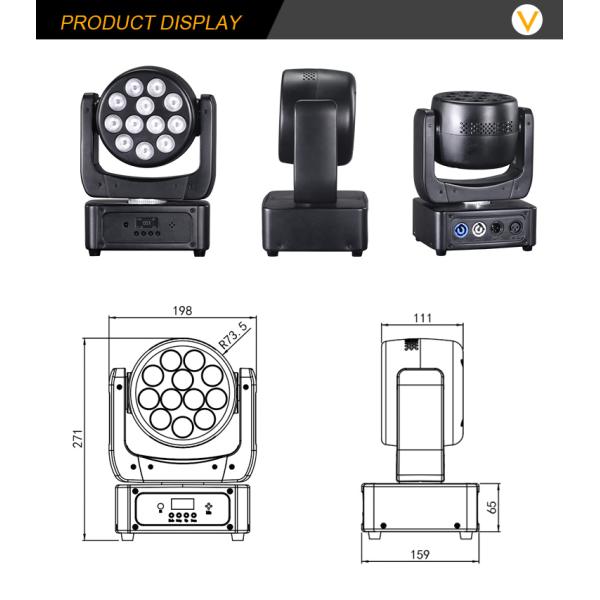 12x8W LED Moving Head Light Stage Lights RGBW Spotlight with Sound Activated for Disco Club Party Stage Lighting Shows
