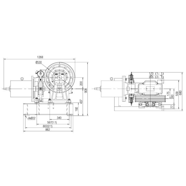 Speed 0.5m/S Load 1000kg Passenger Lift Parts Geard Traction Machine