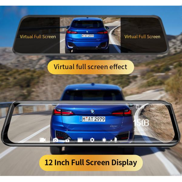 4K Front Rear Dashcam Rearview Mirror Car Recorder 3840x2160P 25fps
