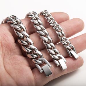 Quality 6mm 8mm 18k Gold Plated Stainless Steel Multi Sizes Chain Silver Cuban Link Chain wholesale
