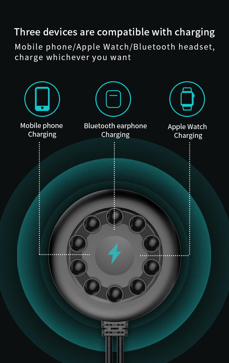 10 W Smart Suction Cup OCP Desktop Wireless Charger For Iwatch Airpods