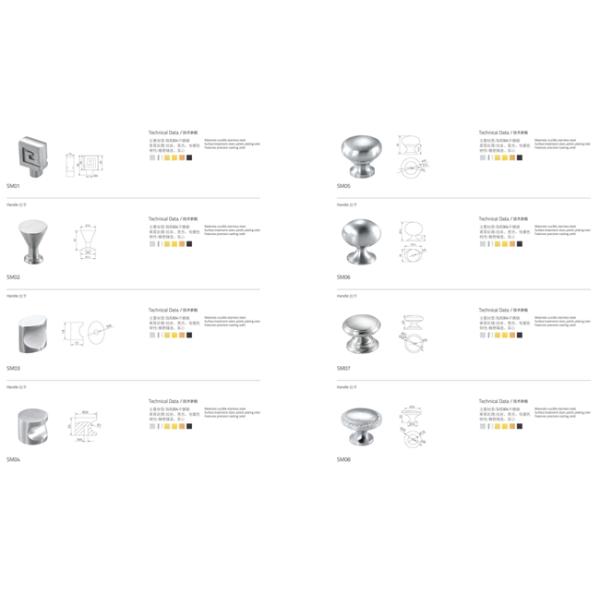 Strong Anti Rust Stainless Steel Long Handles 224mm Square Hollow Kitchen Cabinet