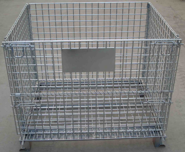 Galvanized Steel Wire Mesh Pallet Cage Used In Industrial Warehouse