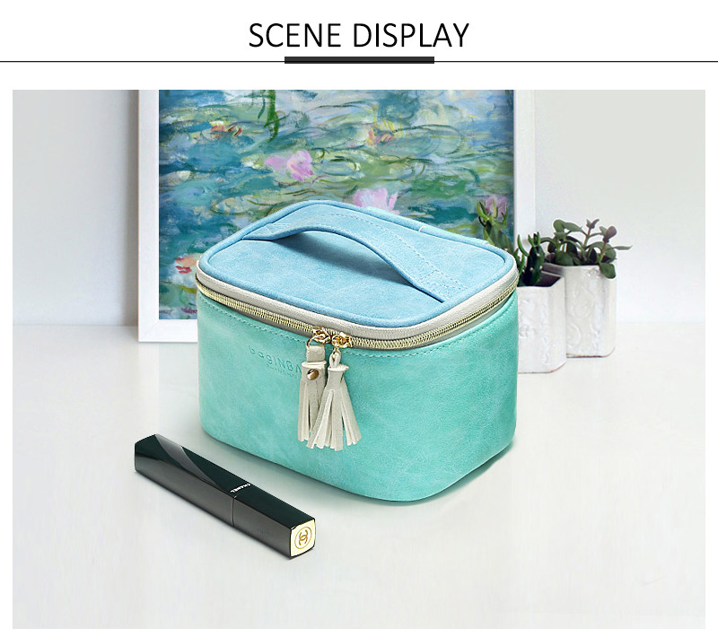 Cylinder Bucket Shape Cosmetic Makeup Bag PU Premium Beach Toiletry Bag