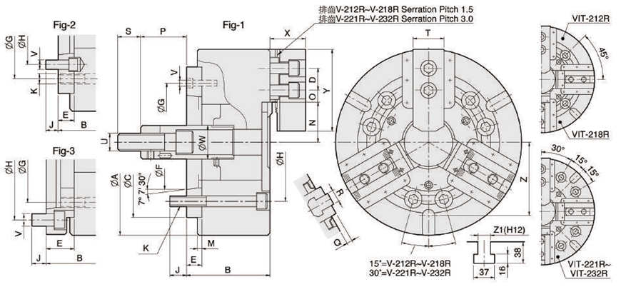 VRA NON THROUGH HOLE POWER CHUCK FOR VERTICAL LATHE