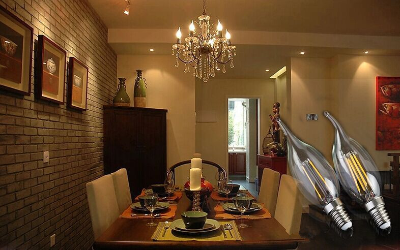 dimmable LED E12 candle gold color amber tinted