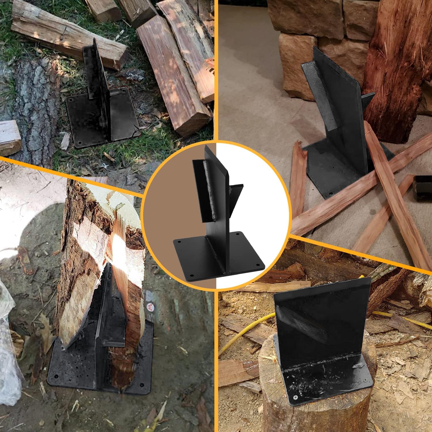 Quick Manual Log Firewood Kindling Splitter Portable Steel Wedge Point for Outdoor Indoor Use