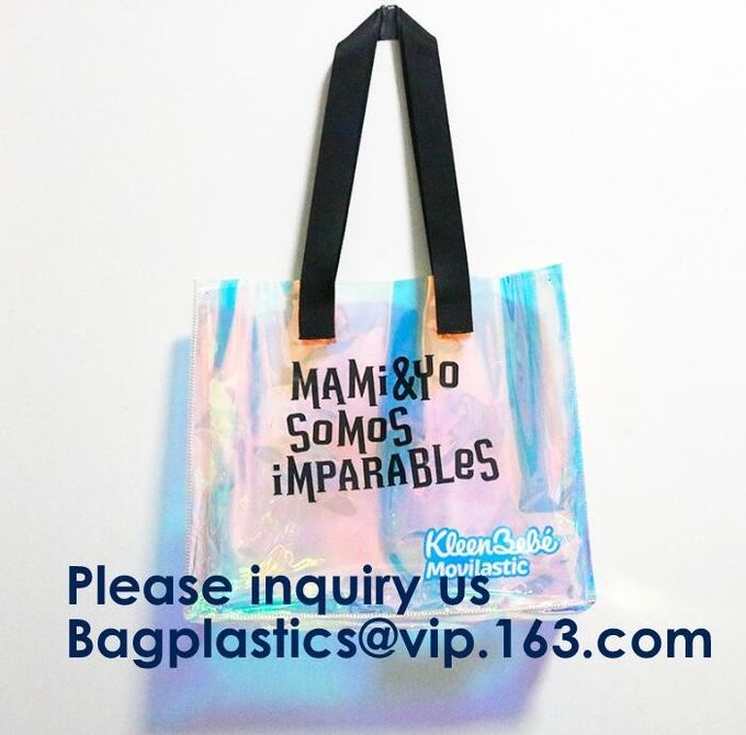 Transparent Pvc Shopping Bag Pvc Tote Bag,OEM Supermarket PVC Fashion Bag Handles Clear Shopping Bags, Bagease, Bagplast