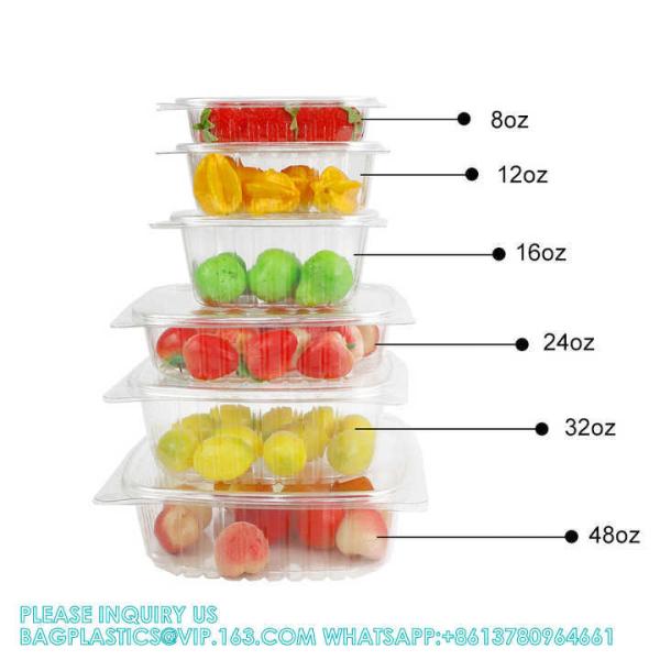 8oz 12oz 16oz 24oz 32oz 48oz Clear Plastic Pet Hinged Clamshell Fruit Salad Box Bowl Transparent Deli Container