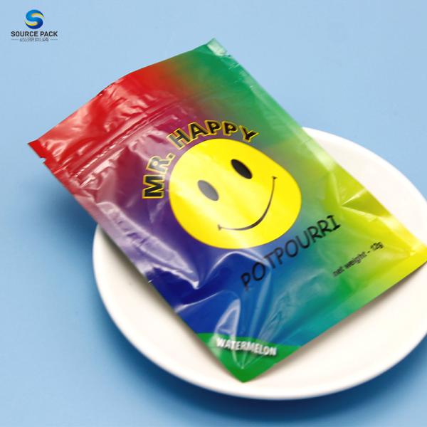 Gravure Printing Custom Weed Packaging Colorful Smell Proof Zip Lock Mylar Pouch