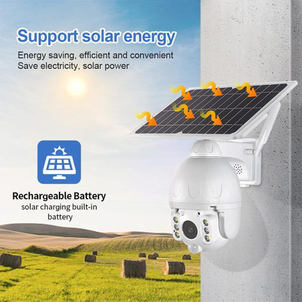 8W Solar Battery Powered 4G Solar Camera With Motion Detection Siren