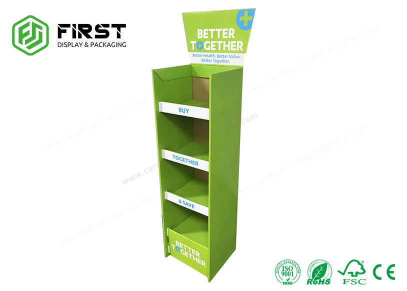 Retail Corrugated Cardboard Floor Display Stands Customized Paper Display Shelf