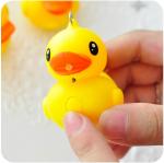 Environmental rubber LED Yellow little cute duck sound & flash light key chain