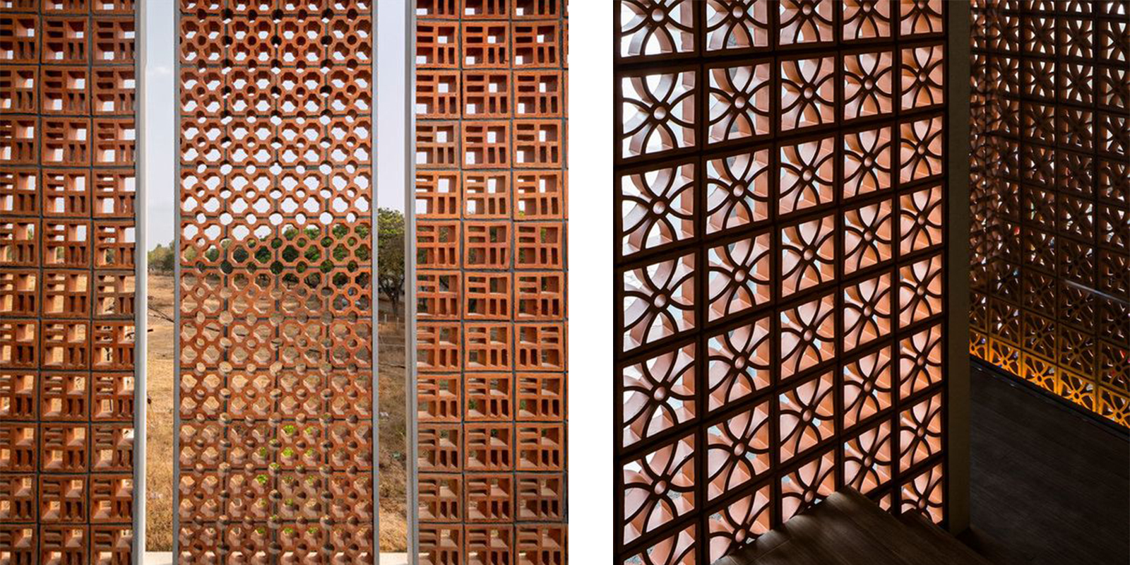 M Pattern Roman Style Building Wall Veneer Breeze Block Clay Bricks Hollowed Terracotta Decorative Wall Tile