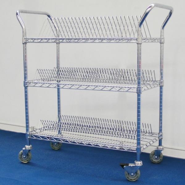 Chrome Plated Mobile Wire Cart / Silver Reel Component Display Wire Trolley