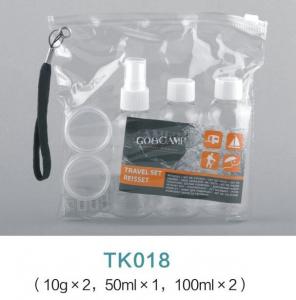 Quality 100ml 50ml Wholesaler  Cosmetic travel bottle set for hotel Plastic pet 10g small sample jar Travel Kit With PVC Bag wholesale