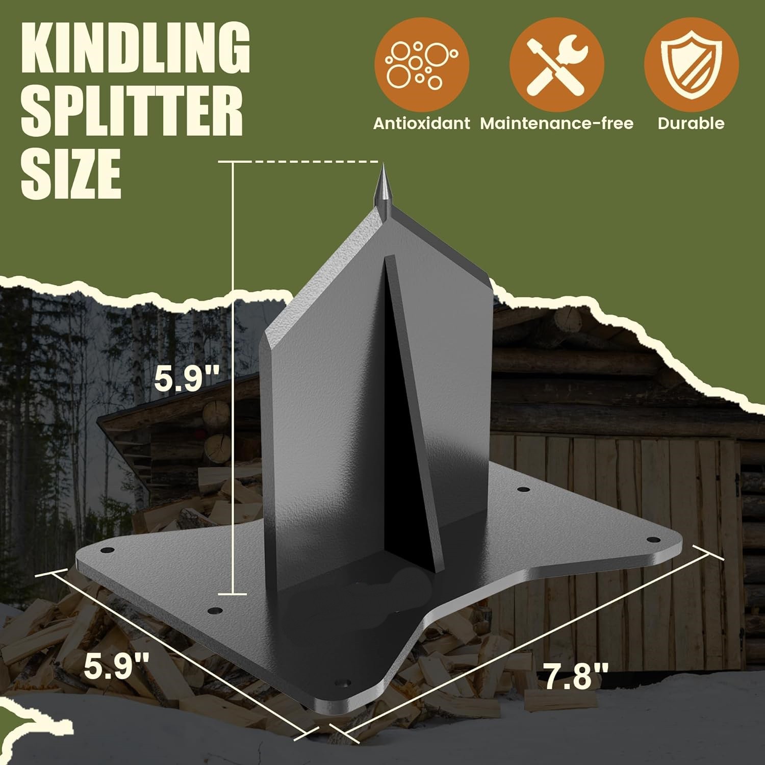 DIY Firewood Splitter Heavy Duty Wood Kindling Splitter Wedge for Home and Campsite