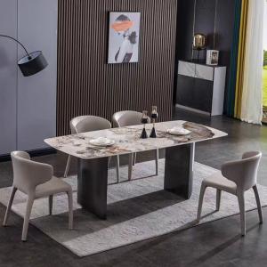 Quality Contemporary Marble Table With Metal Legs , Sleek Modern Glass Dining Table wholesale