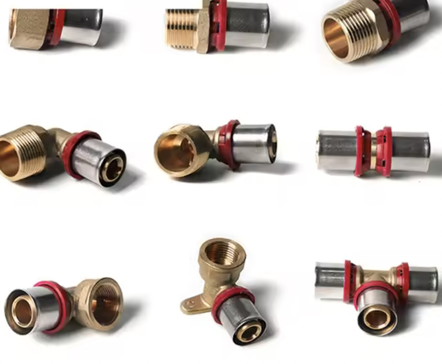 1/2 Chrome Plated Brass Compression Fitting with Round Handle for Water Applications PEX Fittings Red Socket Elbow Tee