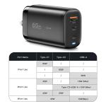 Essager USB C + A GaN Wall Phone Fast Charger 65W