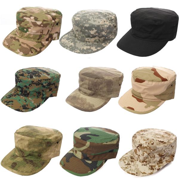 Cheap Military Camo Flat Top Army Cap Embroidery Logo / Fitted Strap Closure Available for sale