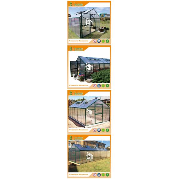 Aluminum Greenhouse-Titan series-406X306X243CM-Green/Black Color-10mm thick PC