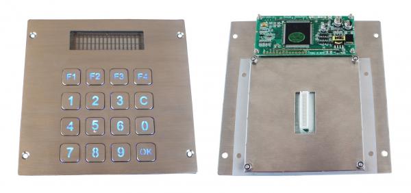 Cheap 16 keys blue backlight stainless steel keypad with LCD screen for panel mounting for sale