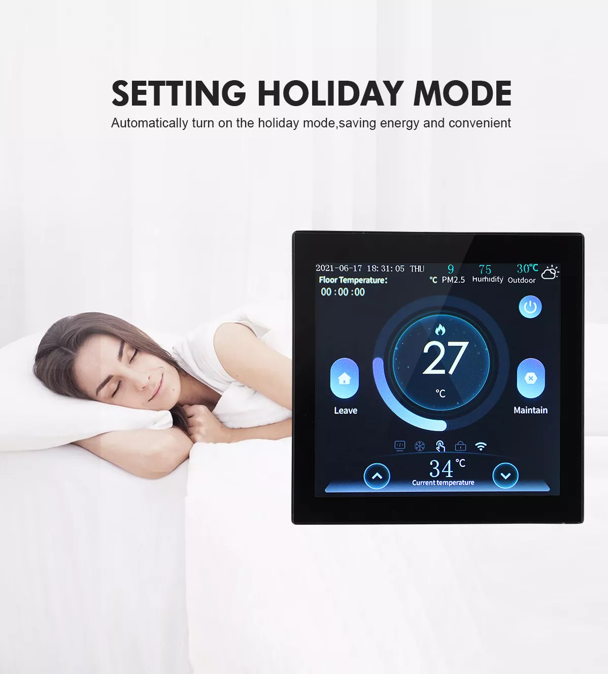 Gas Furnace Underfloor Heating Tuya Wifi Smart Thermostat With Color Screen