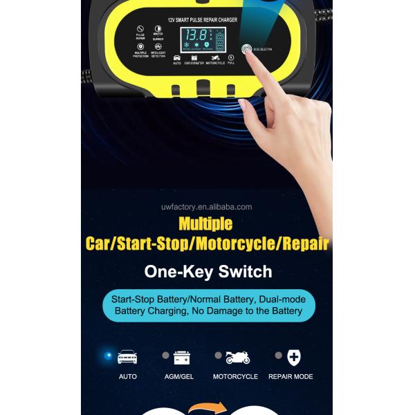 EU AU US UK JP Smart Pulse Repair AGM Gel Lead Acid Battery Charger 12V 15A 10A 8A 7A 6A 5A for Auto Motorcycle Truck