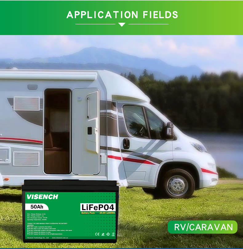 Visench Energy Storage 24V 50Ah RV Lithium Iron Phosphate Battery 24V Lifepo4 Battery