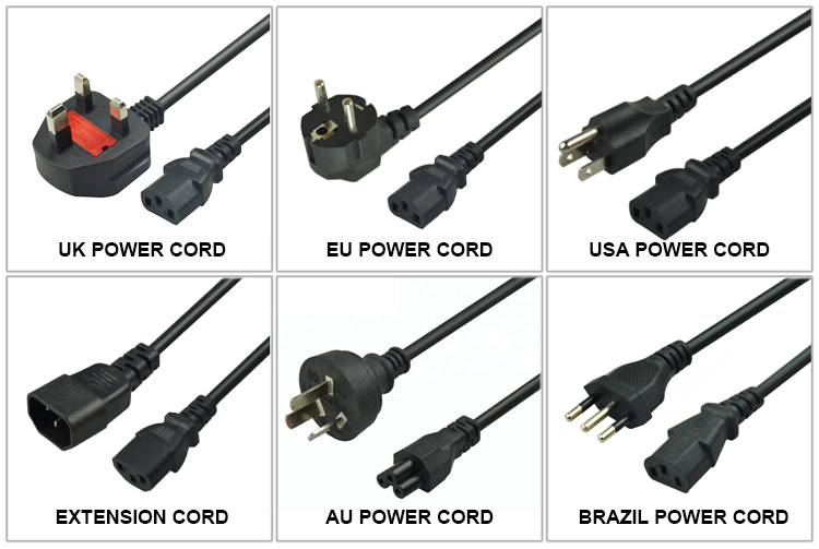 1.5M India Power Electric Plug With Power Cord South Africa 3 Pin Power Cable For Computer And Laptop