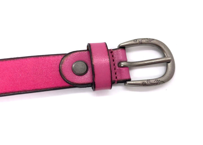 Pink Vintage Buckle Women'S Fashion Leather Belts With Hollow Out Design