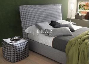 China Modern Fabric Design Wooden Bed Frame Villa Bedroom Upholstered Bed on sale
