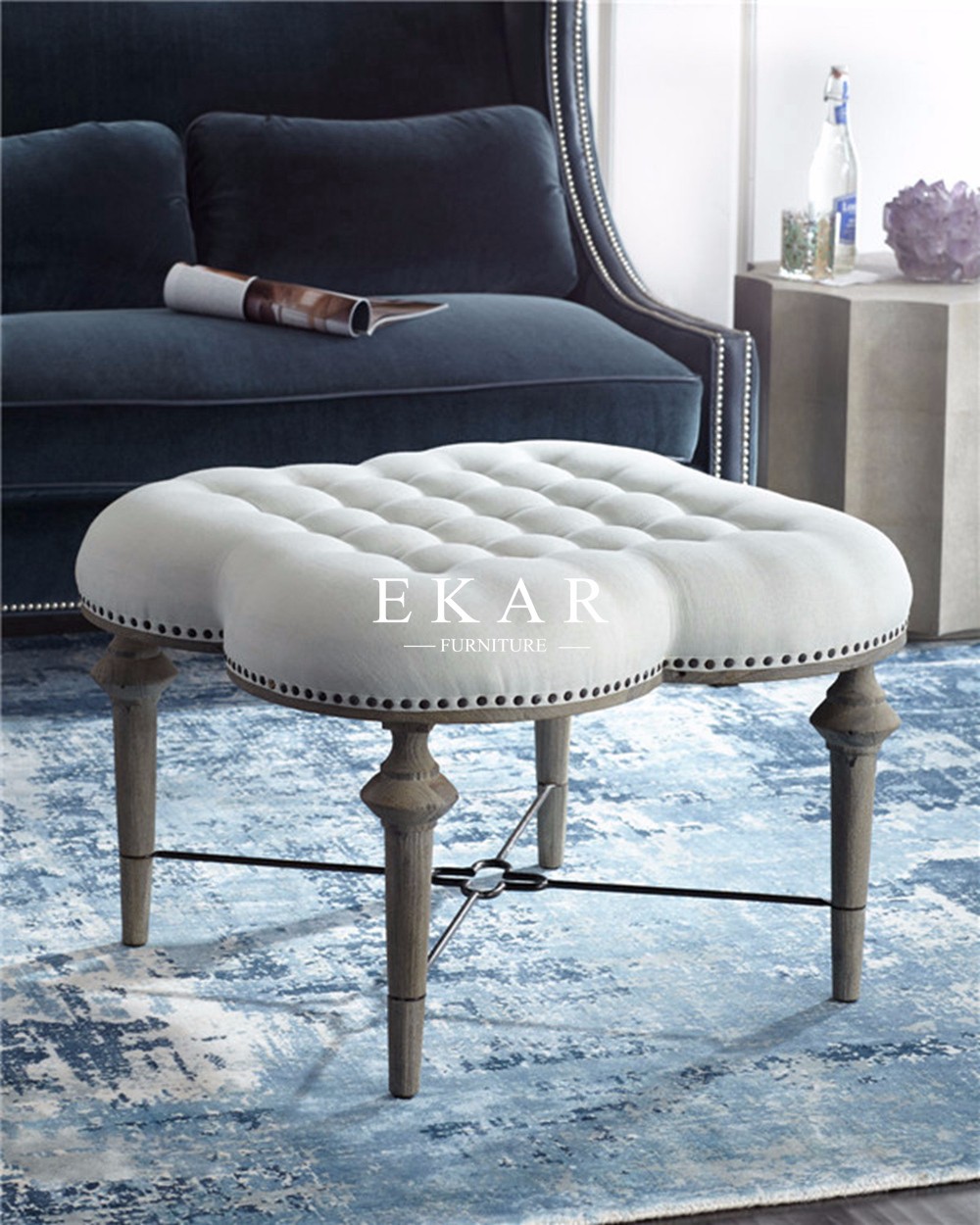 Blue Velvet Loveseat Couch Living Room Sofa