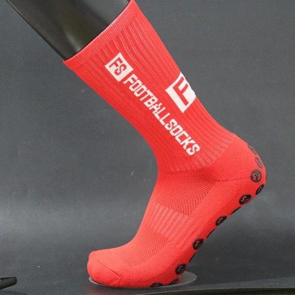 Youth Football Socks with Non-Slip Grip and Customized Logo in Woven Polyester Fibre