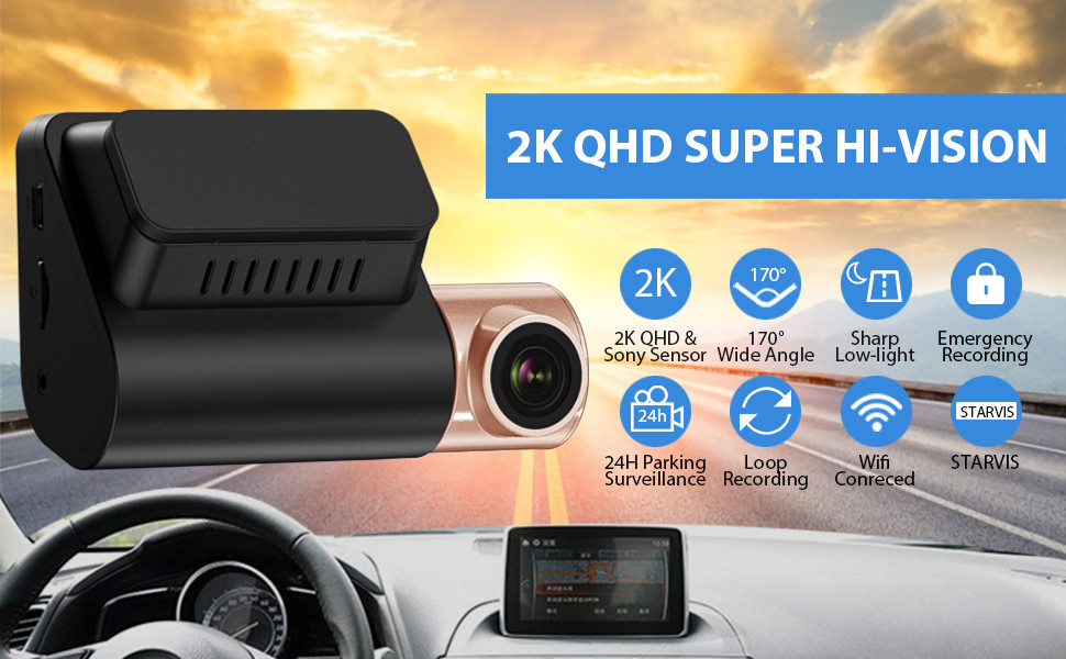 Dual Lens Invisible Dash Cam DVR Night Vision WDR Built In GPS