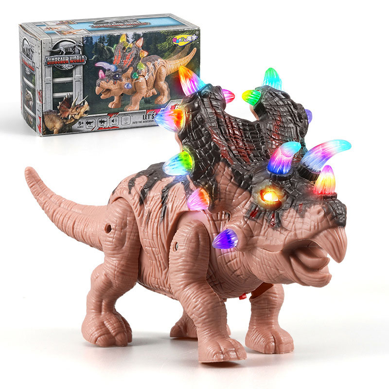 Finished Goods PVC Children's Toy Electric Dinosaur Triceratops with Sound and Light